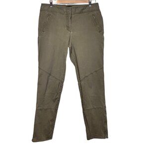 Talbots Signature Pants L Womens Olive Green Ankle Zip‎ Chino Khaki Size 12